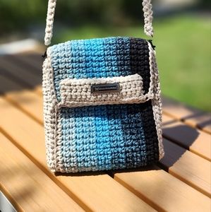 Butterfly Knit By Lisa, phone bag, blue